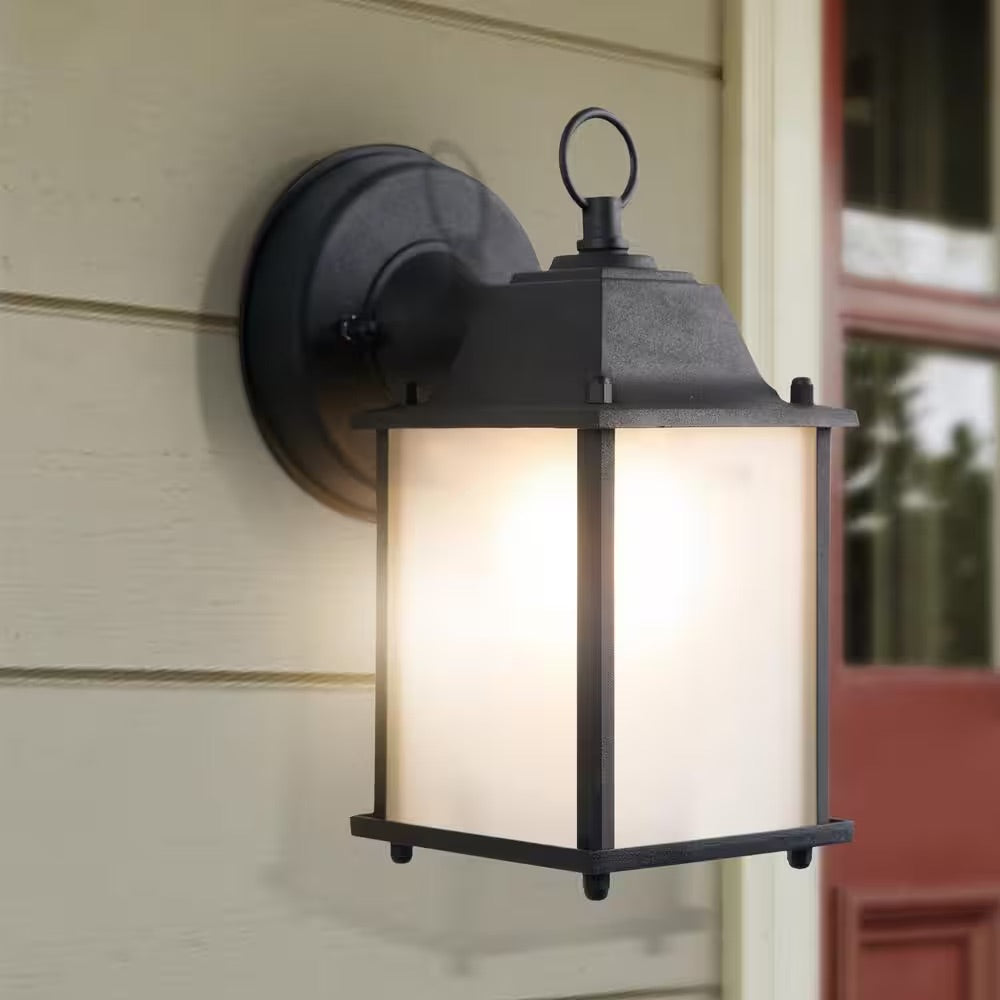 Yosemite Home Decor Tara Collection 1-Light Black Outdoor Wall Lantern Sconce