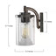 LNC 28 in. 4-Light Rust Black Farmhouse Bathroom Vanity Light with Brushed Faux Wood/Gray Accents and Clear Glass Shades