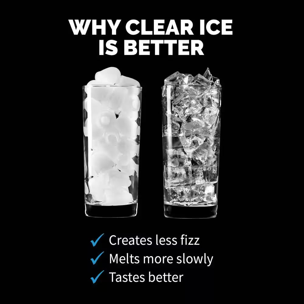 NewAir 40 lbs. Portable Ice a Day Countertop Clear Ice Maker BPA Free Parts Perfect for Cocktails and Soda in Stainless Steel