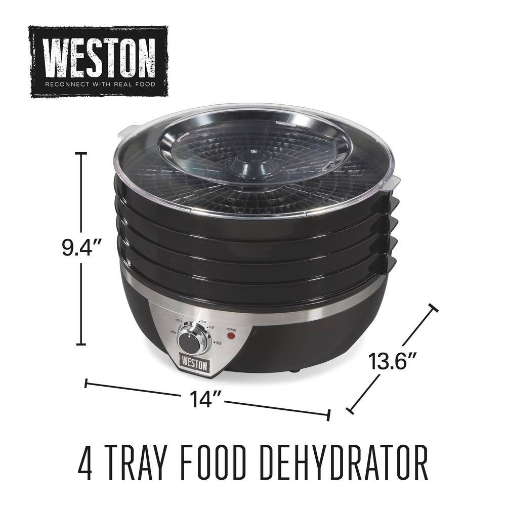 Weston 4-Tray Black and Stainless Steel Food Dehydrator
