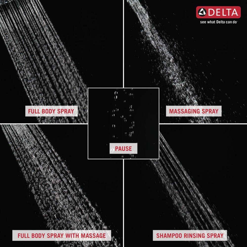 Delta 5-Spray Patterns 1.75 GPM 6 in. Wall Mount Fixed Shower Head in Matte Black
