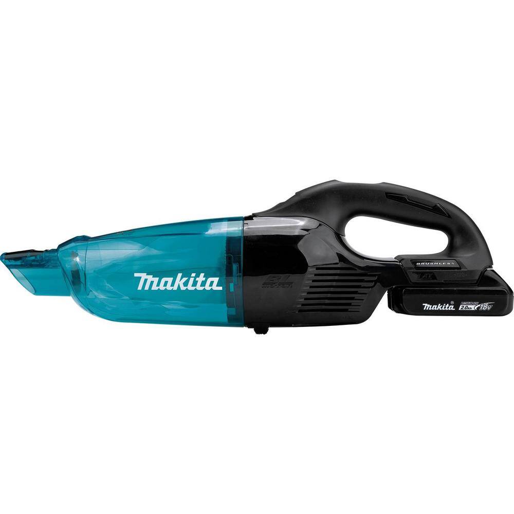 Makita 18V LXT Compact Brushless Cordless 3-Speed Vacuum Kit, 2.0Ah with Black Cyclonic Vacuum Attachment with Lock