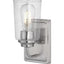 Hampton Bay Evangeline 4.5 in. 1-Light Brushed Nickel Indoor Wall Farmhouse Sconce with Clear Seeded Glass Shade