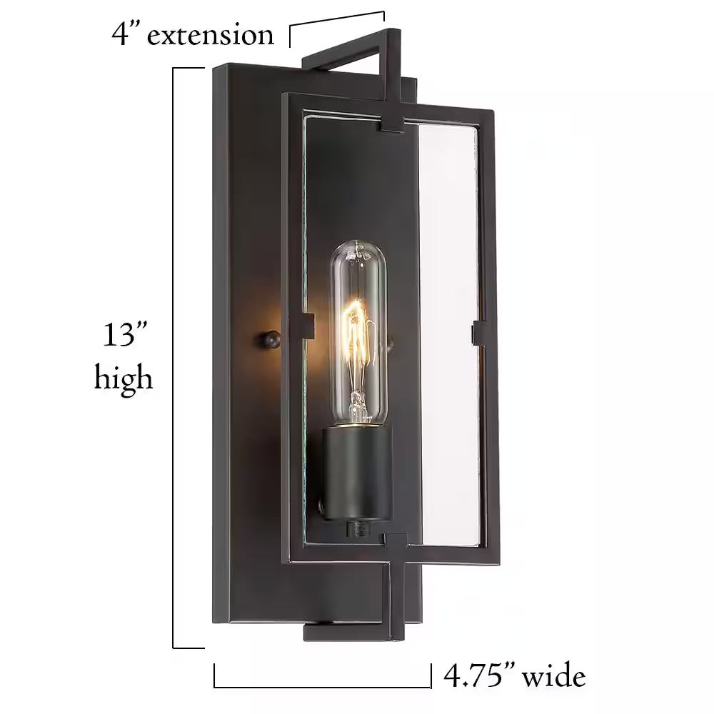 Home Decorators Collection Kenton 4.75 in. 1-Light Matte Black Industrial Wall Mount Sconce Light