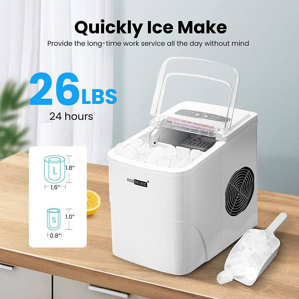 VIVOHOME Electric 26lbs/day Portable Ice Cube Maker with Visible Window in White