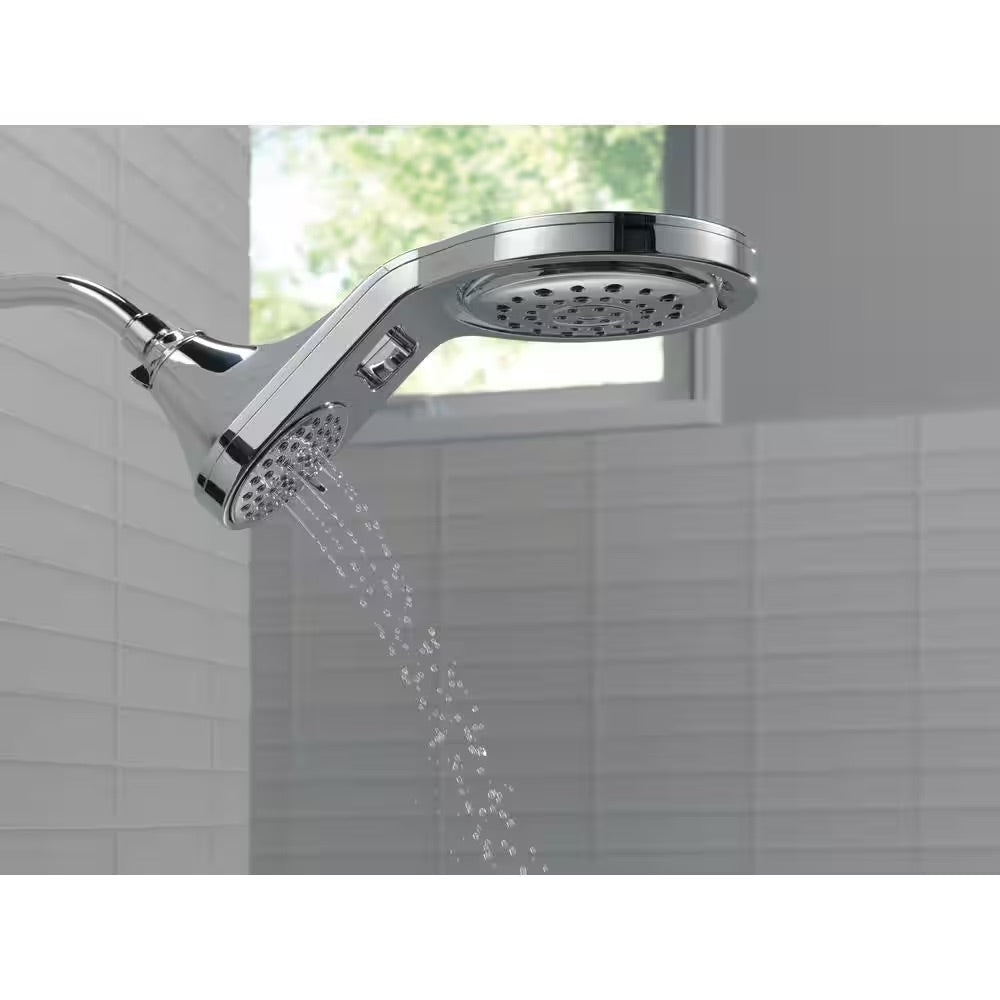 Delta HydroRain 5-Spray Patterns 1.75 GPM 7.88 in. Wall Mount Dual Shower Heads in Chrome