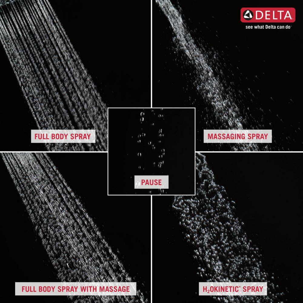 Delta Pivotal 5-Spray Patterns 1.75 GPM 6 in. Wall Mount Fixed Shower Head with H2Okinetic in Lumicoat Black Stainless