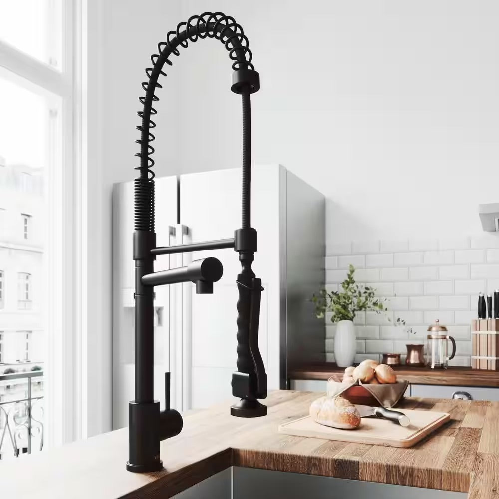 VIGO Zurich Single Handle Pull-Down Sprayer Kitchen Faucet in Matte Black