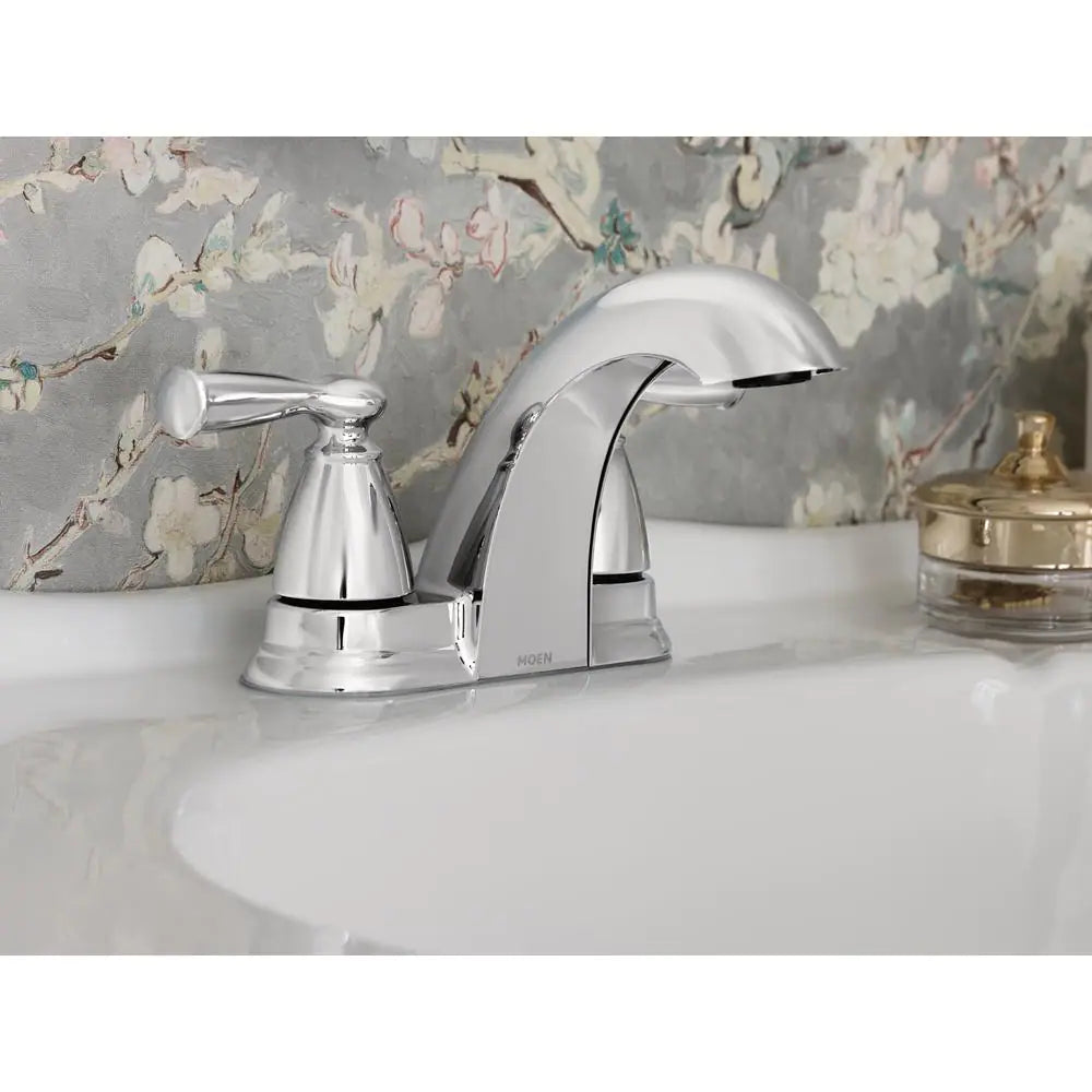 MOEN Banbury 4 in. Centerset Double Handle Low-Arc Bathroom Faucet in Chrome