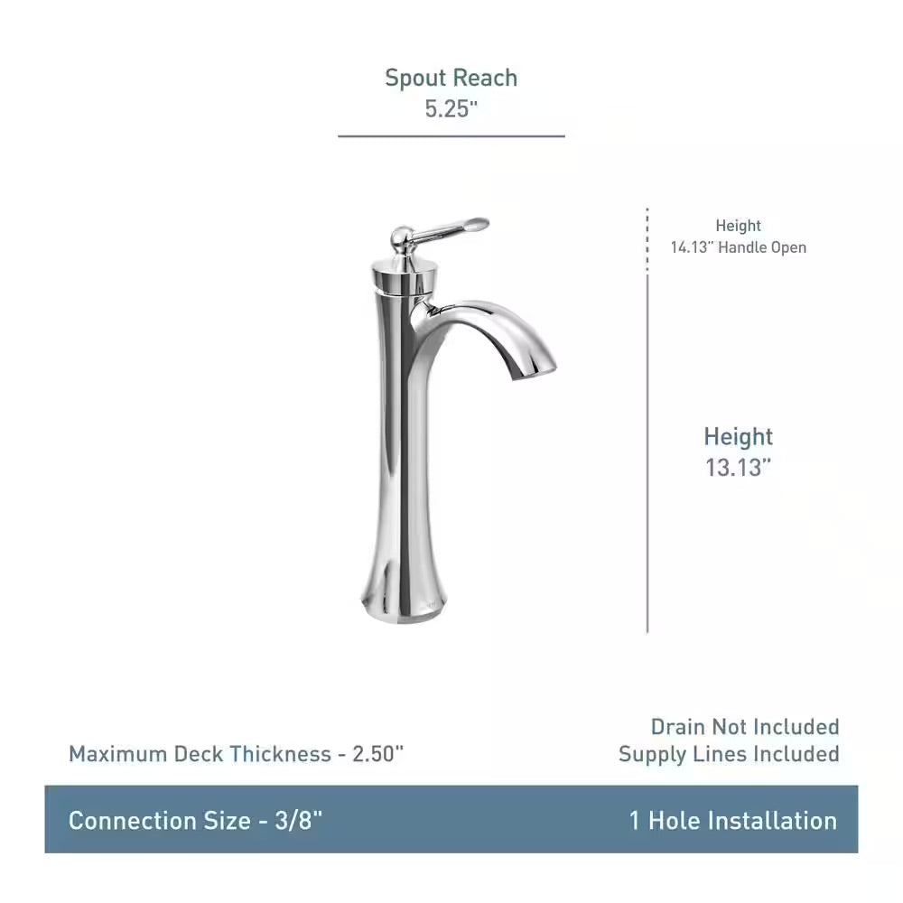 MOEN Wynford Single Hole Single-Handle Vessel Bathroom Faucet in Brushed Nickel
