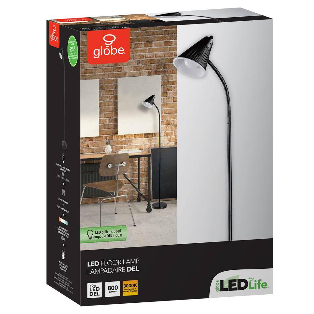 Globe Electric LED for Life 59 in. 1-Light Matte Black Floor Lamp