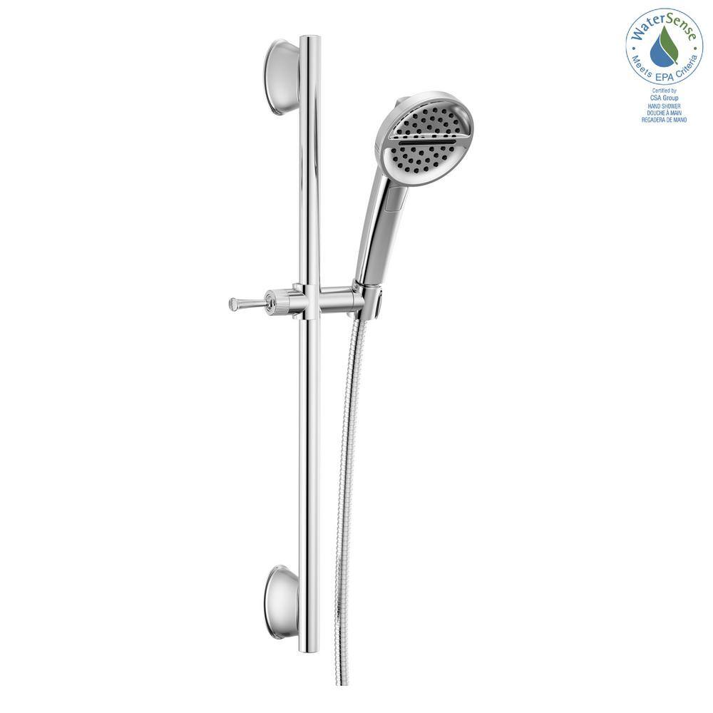 Delta 3-Spray Patterns 1.75 GPM 2.81 in. Wall Mount Handheld Shower Head with Slide Bar in Lumicoat Chrome