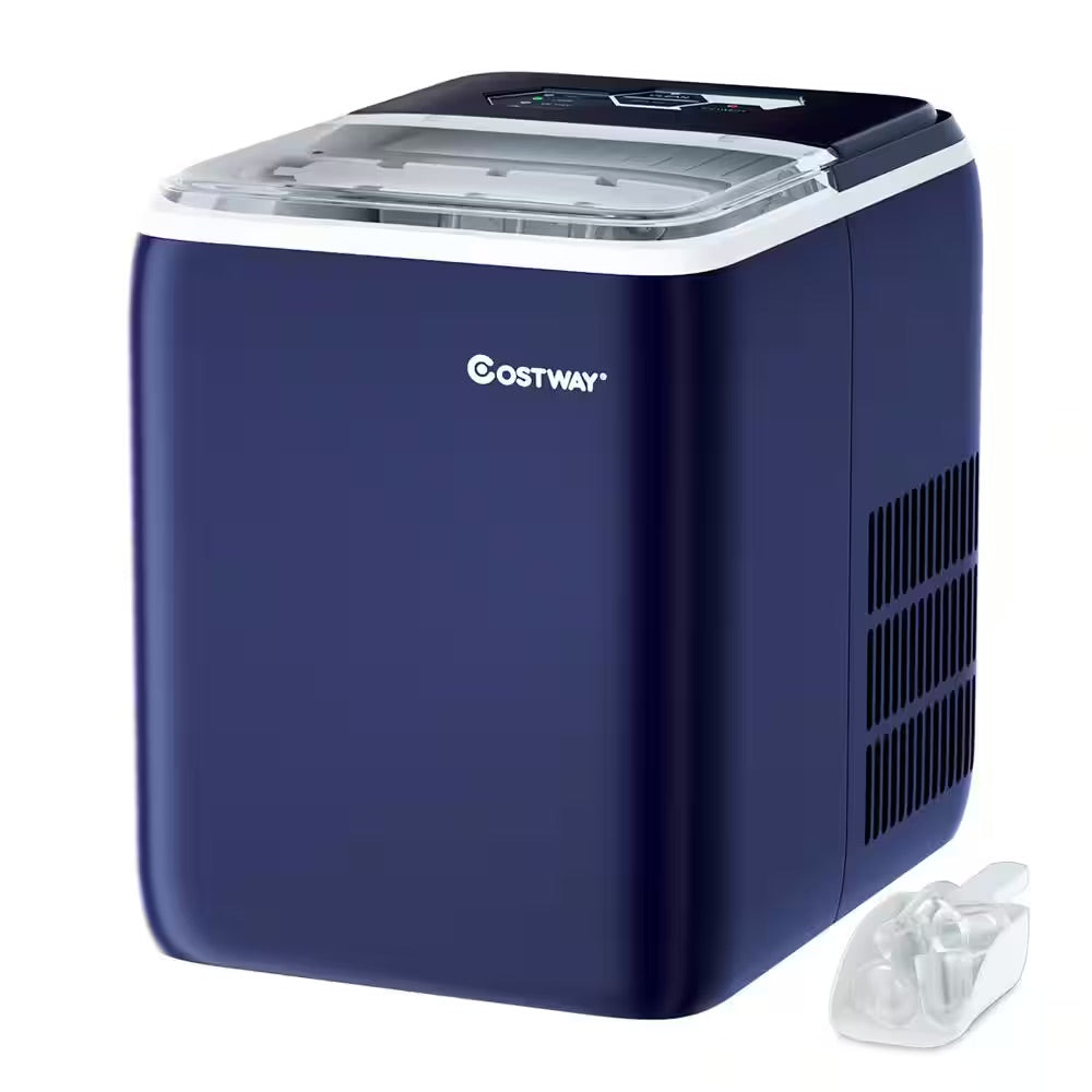 Costway 10.5 in. 44 lbs/24-Hours Portable Ice Maker Self-Clean with Scoop in Navy