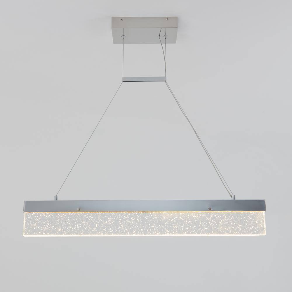 Artika Essence Bar 28-Watt Integrated LED Chrome Modern Hanging Pendant Chandelier Light Fixture for Dining Room or Kitchen