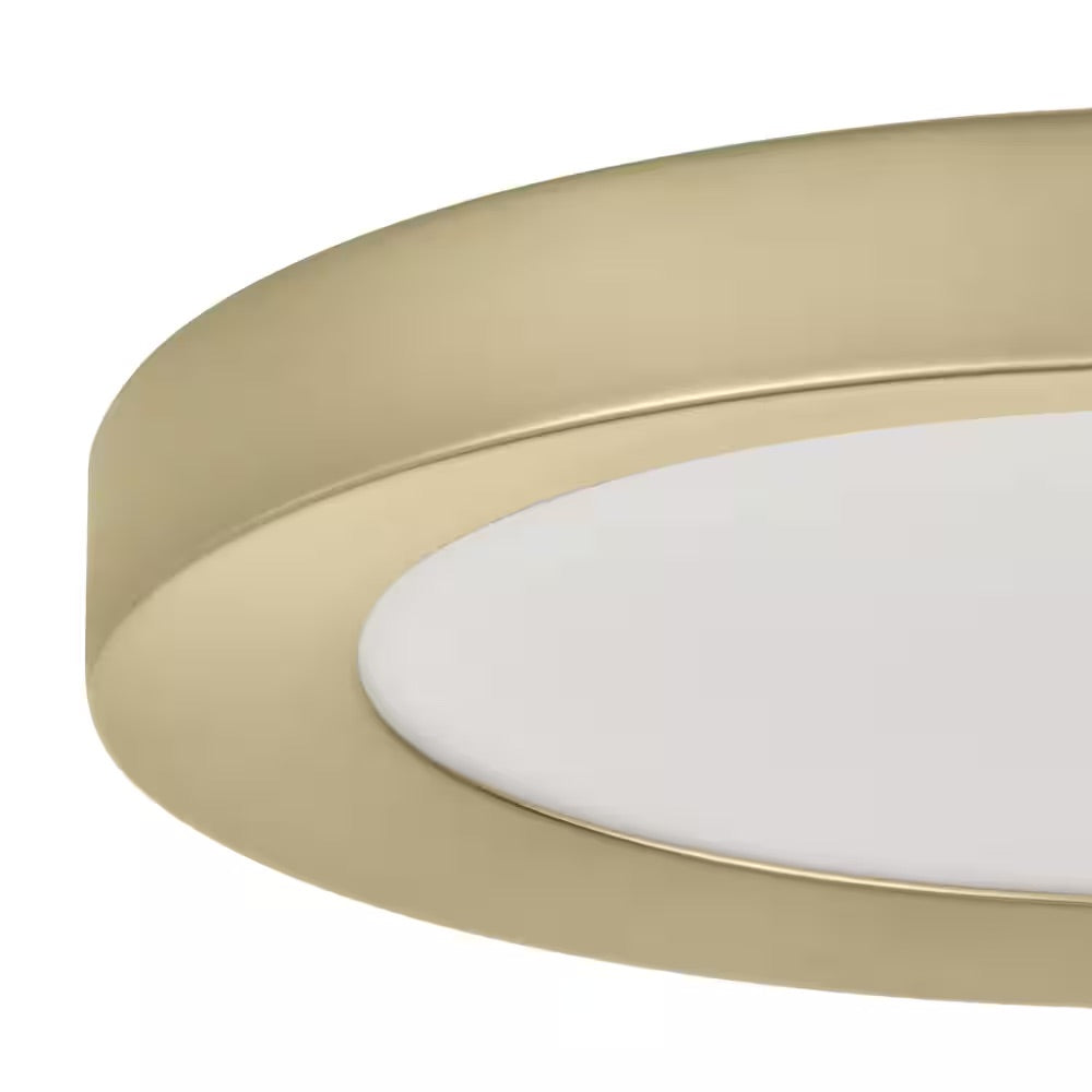 Home Decorators Collection Calloway 15 in. Brushed Brass Integrated LED 5CCT Flush Mount