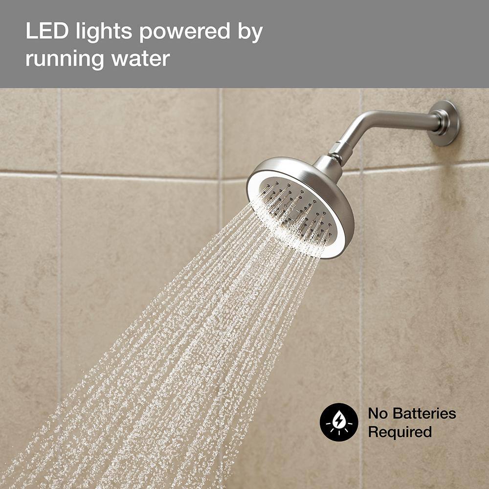 KOHLER Arise 1-Spray Pattern 5.6875 in. Lighted Wall-Mount Fixed Shower Head in Vibrant Brushed Nickel