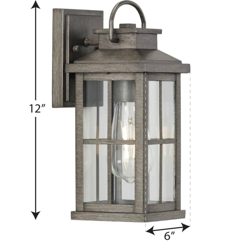 Progress Lighting Williamston 1-Light Antique Pewter Clear Glass Farmhouse Outdoor Small Wall Lantern Light