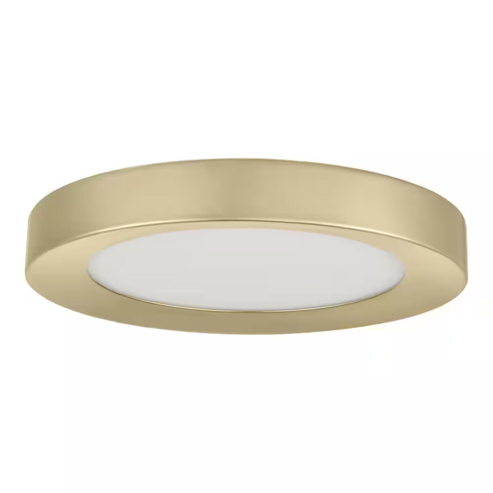 Home Decorators Collection Calloway 13 in. Brushed Brass Integrated LED 5CCT Flush Mount