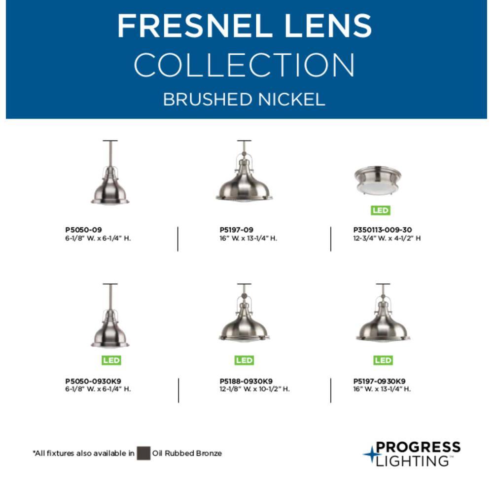 Progress Lighting Fresnel Collection 1-Light Brushed Nickel Mini Pendant