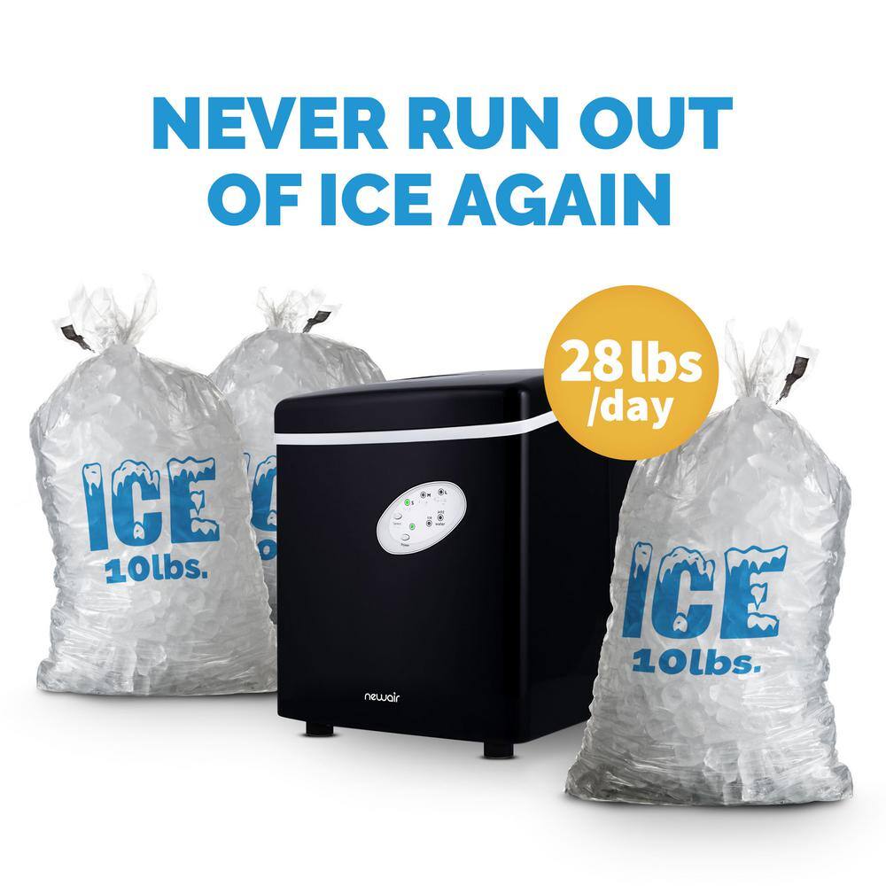 NewAir Portable 28 lb. of Ice a Day Countertop Ice Maker BPA Free Parts with 3 Ice Sizes and Ice Scoop - Black