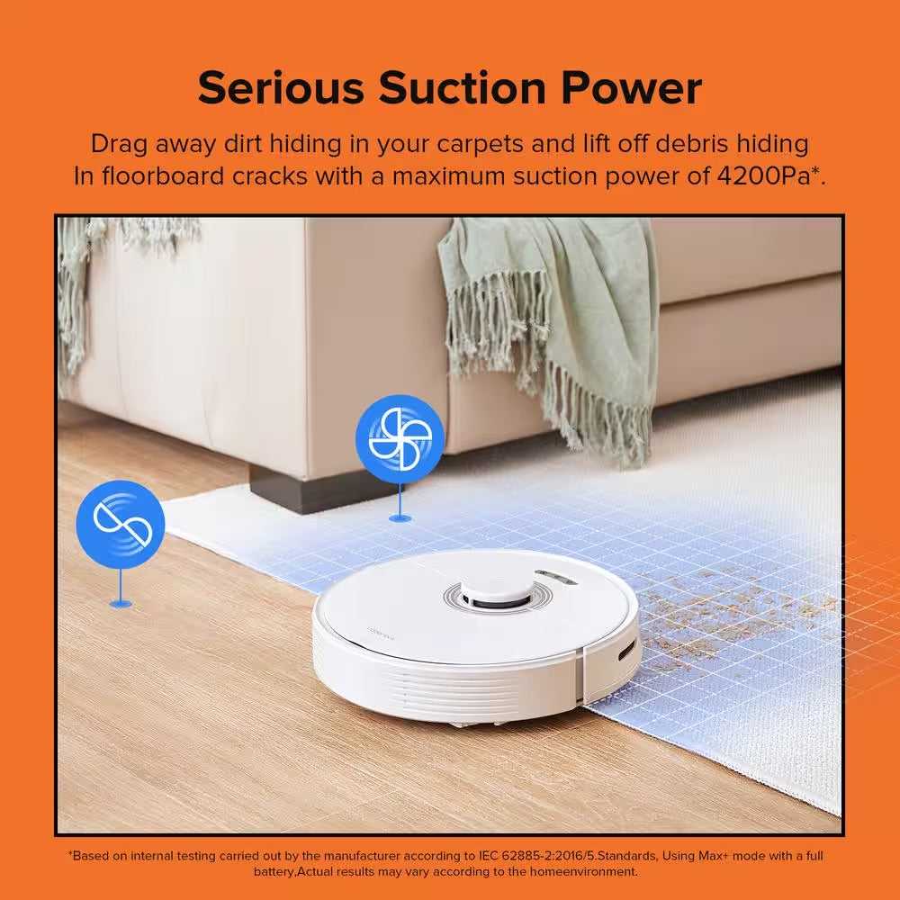 ROBOROCK Q7 Max-WHT Robot Vacuum and Mop with LiDAR Navigation, Bagless, Washable Filter, Multi-Surface in White
