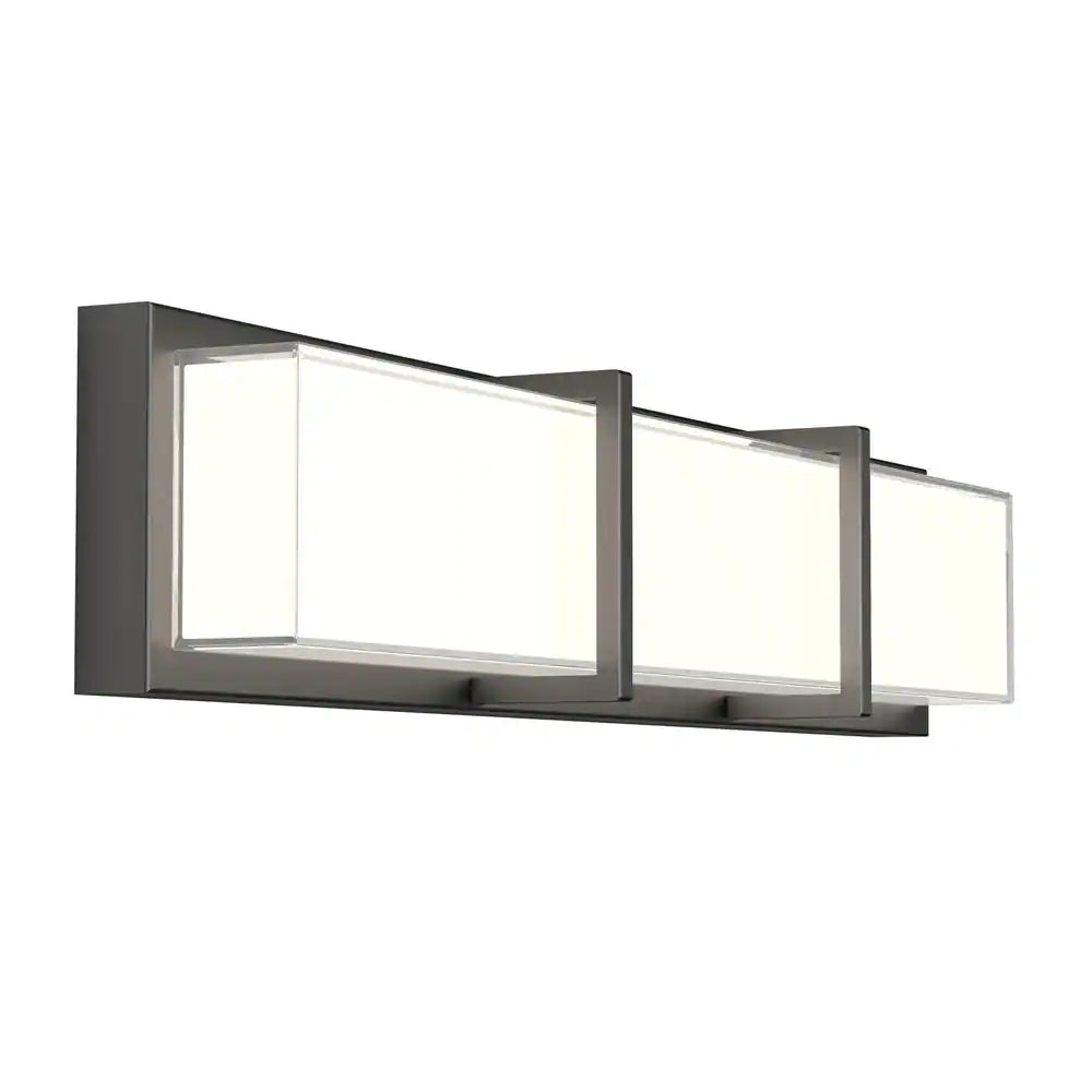 Artika Subway 27 in. 1-Light Integrated LED Matte Black Modern Vanity Light Wall Fixture for Bathroom Mirror with Frosted Glass
