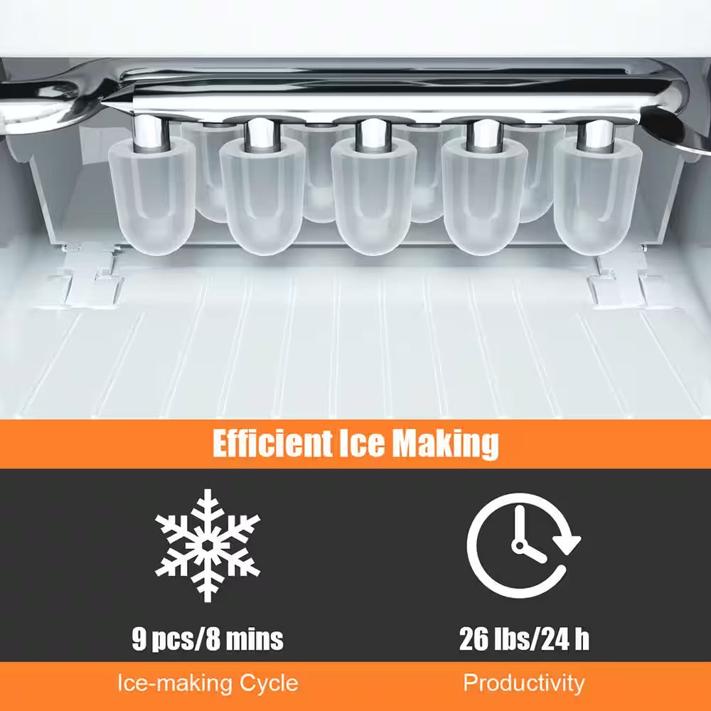 Costway 9 in. W 26 lbs./24-Hour Countertop Portable Ice Maker Self-cleaning wit-Hour Scoop in Black