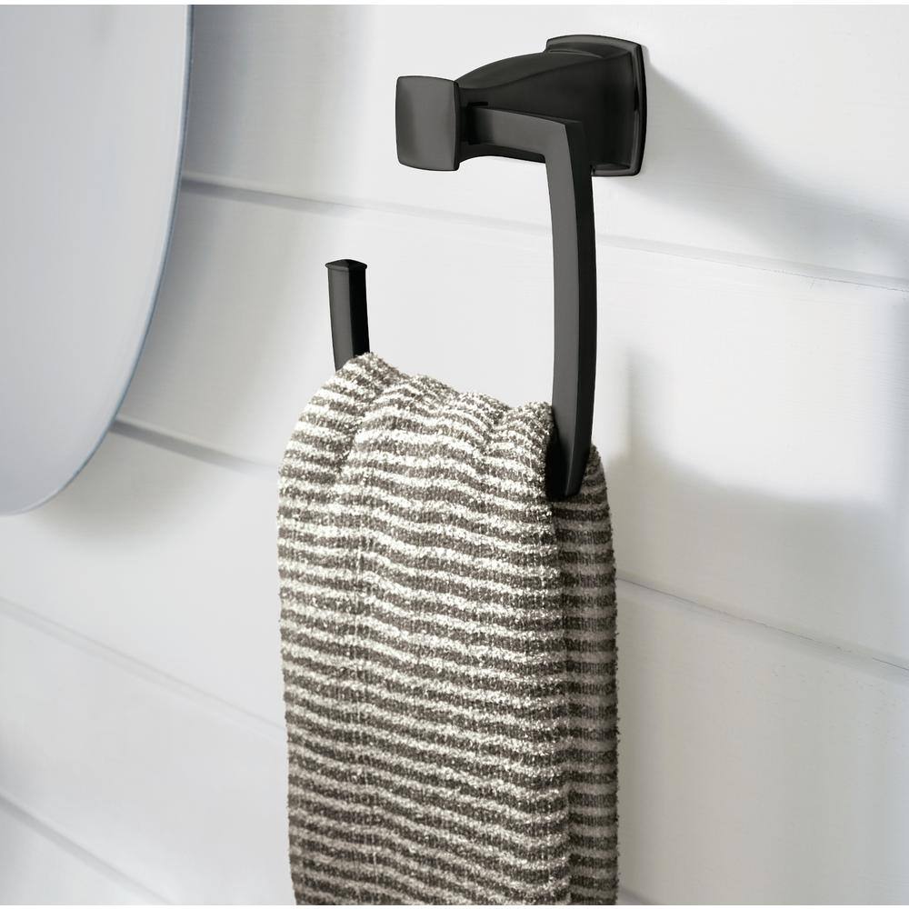 MOEN Hensley Towel Ring with Press and Mark in Matte Black