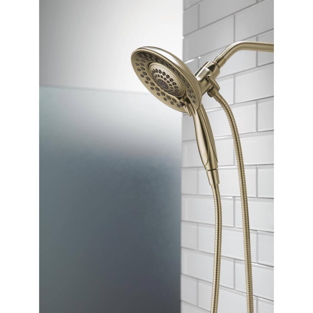 Delta In2ition 5-Spray Patterns 1.75 GPM 6.81 in. Wall Mount Dual Shower Heads in Lumicoat Champagne Bronze