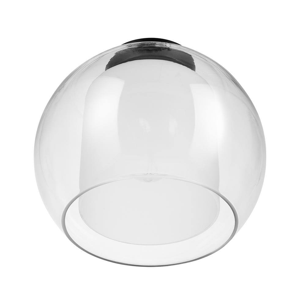 Globe Electric Aura 12 in. 1-Light Bronze Semi-Flush Mount with Clear Glass Outer Shade and Frosted Glass Inner Shade