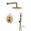 CASAINC 1-Spray Patterns Round 2-Function 10 in. Wall Mount Dual Shower Heads with Handheld in Brushed Gold
