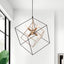 LNC Black Sputnik Candlestick Island Chandelier, Linear Square Modern Industrial 6-Light Gold Nested Cage Pendant Light