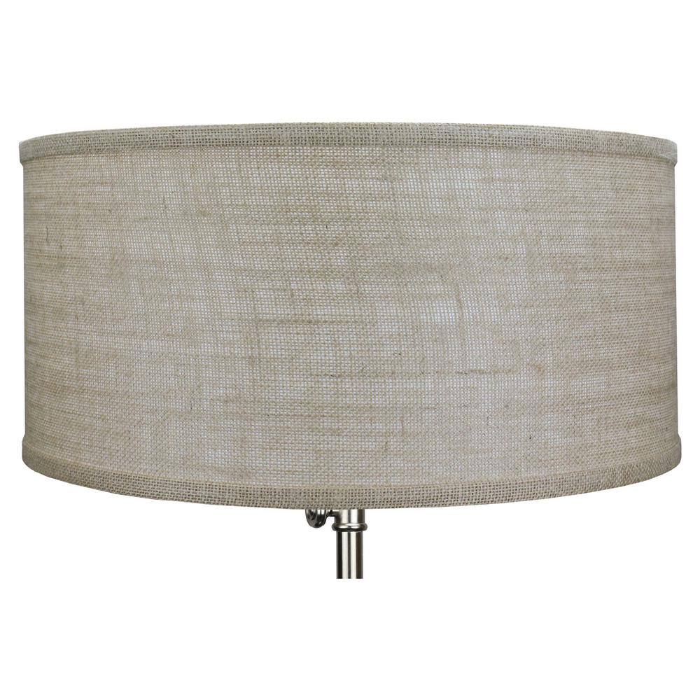 FenchelShades.com 17 in. W x 8 in. H Burlap Natural/Nickel Hardware Drum Lamp Shade
