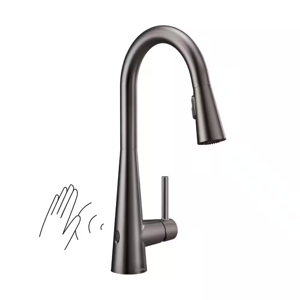 MOEN Sleek Touchless Single-Handle Pull-Down Sprayer Kitchen Faucet with MotionSense Wave in Black Stainless