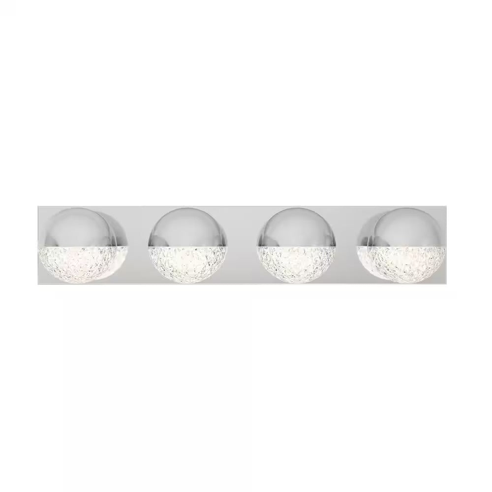 Artika Carat 27 in. 4-Light Integrated LED Chrome Modern Bath Vanity Light Bar Wall Fixture for Bathroom Mirror with Diffuser