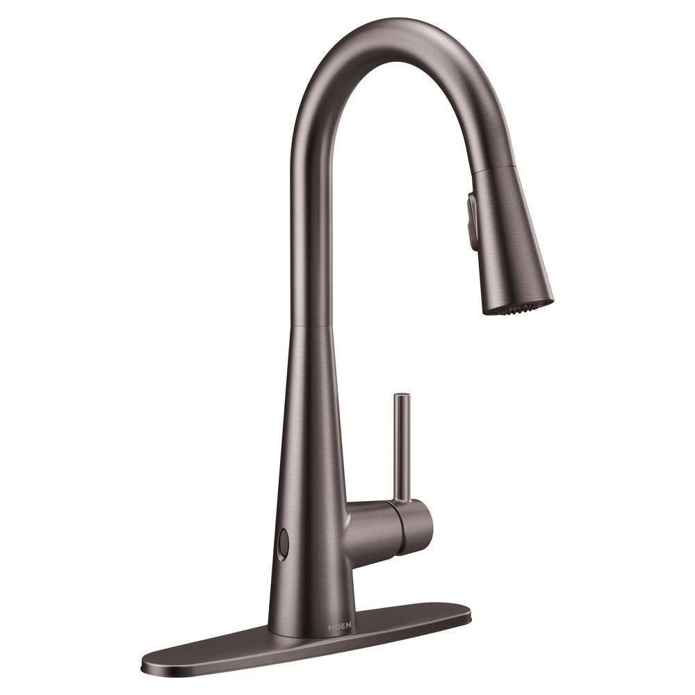 MOEN Sleek Touchless Single-Handle Pull-Down Sprayer Kitchen Faucet with MotionSense Wave in Black Stainless