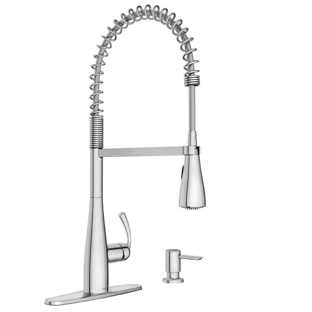 MOEN Essie Single-Handle Pre-Rinse Spring Pulldown Sprayer Kitchen Faucet with Power Clean in Chrome