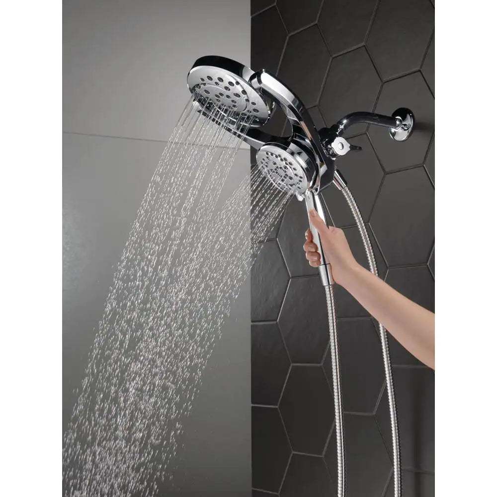 Delta HydroRain 4-Spray Patterns 1.75 GPM 6 in. Wall Mount Dual Shower Heads in Chrome