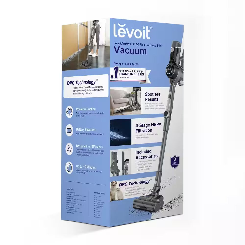 LEVOIT VortexIQ 26-Volt 0.61 gal. 40 HEPA Filter Cordless Flexible Stick Handheld Vacuum Cleaner