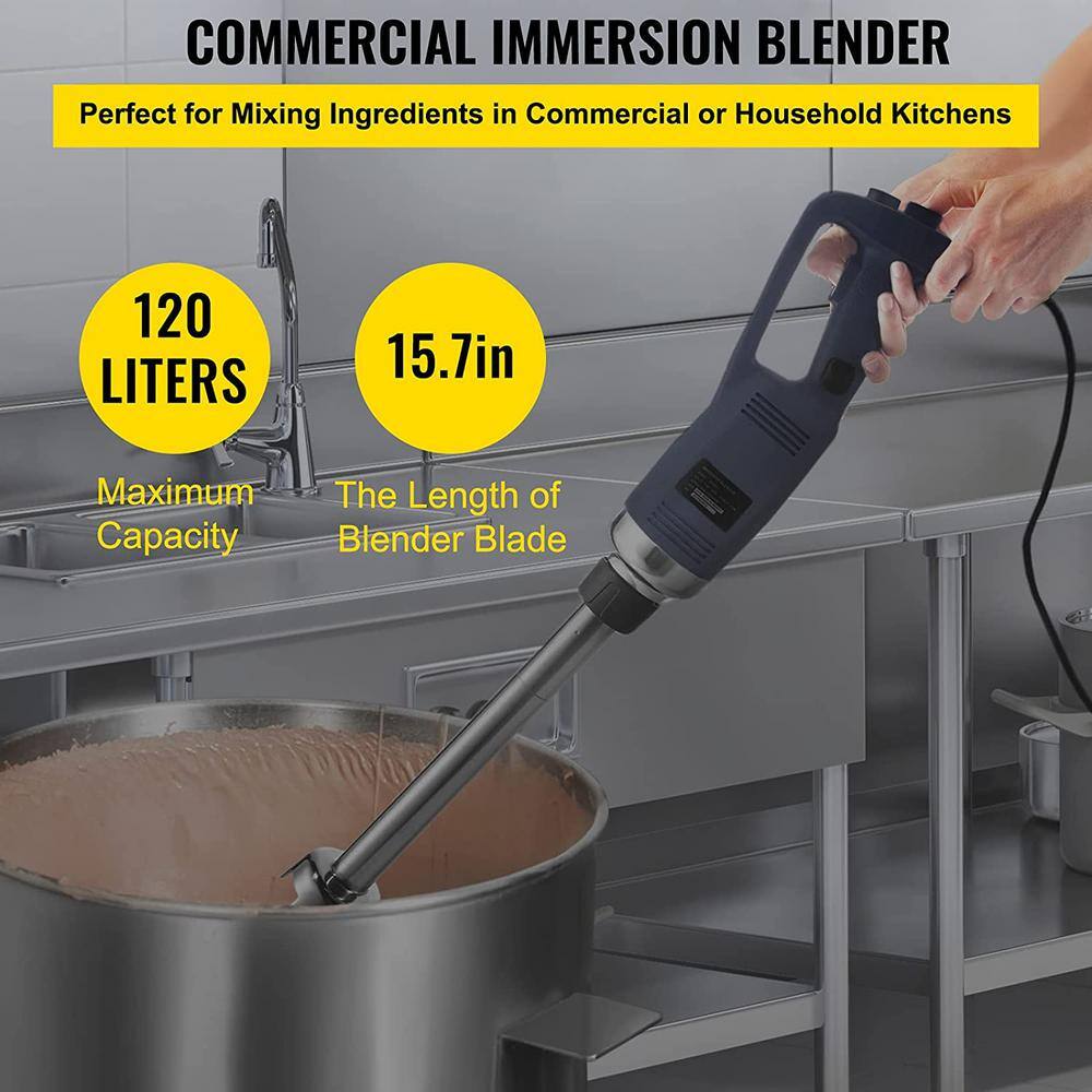 VEVOR 15.7 in. Blue Commercial Immersion Blender 750-Watt Variable Speed with Removable Shaft Hand Blender