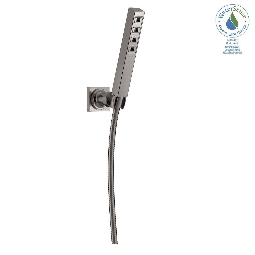Delta 1-Spray Patterns 1.75 GPM 1.38 in. Wall Mount Handheld Shower Head with H2Okinetic in Lumicoat Stainless
