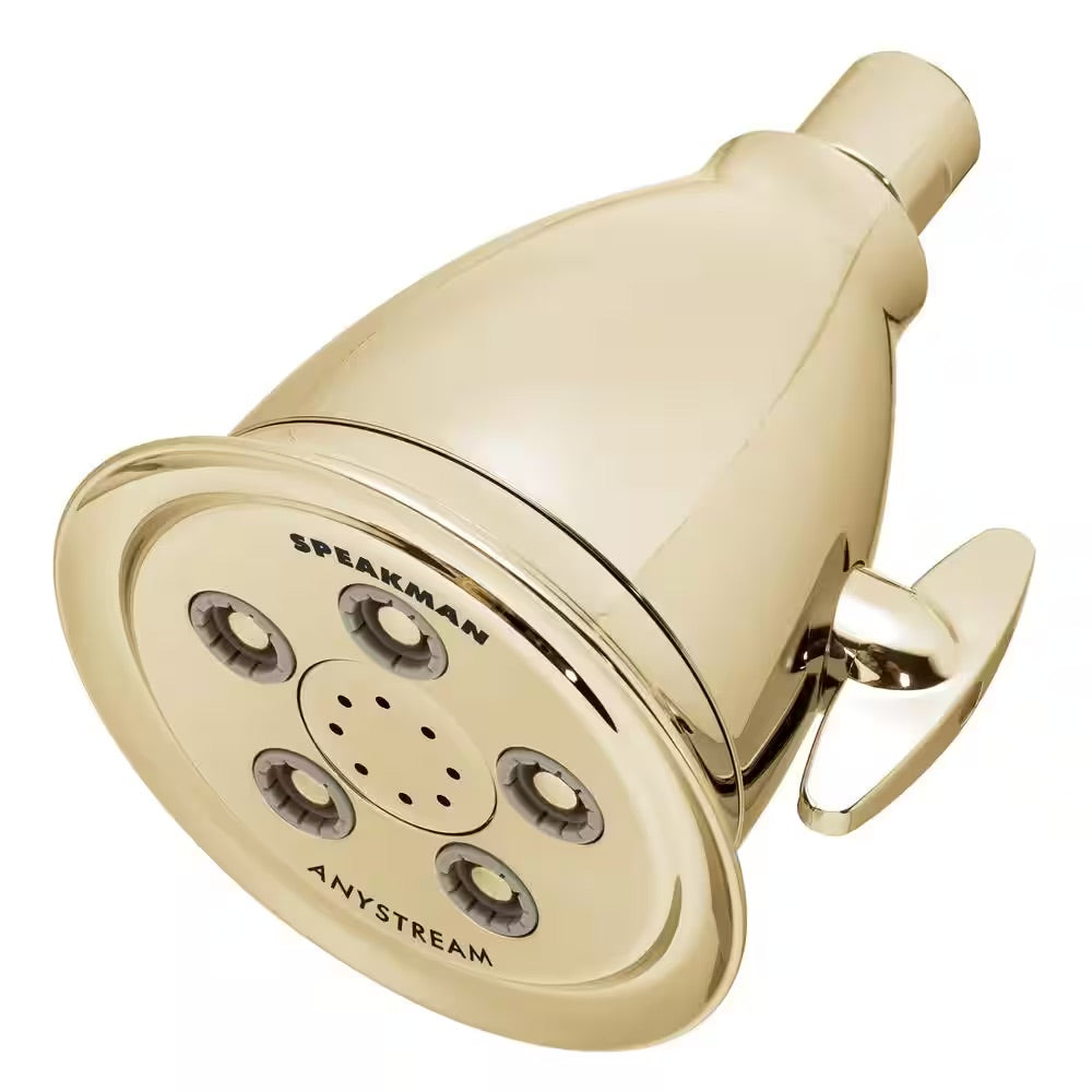 Speakman 3-Spray 4.1 in. Single Wall Mount Fixed Adjustable Shower Head in Polished Brass