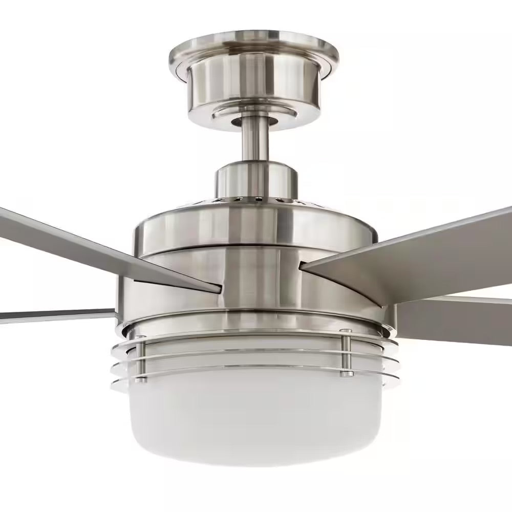 Hampton Bay Sussex II 52 in. LED Brushed Nickel Ceiling Fan with Light and Remote Control