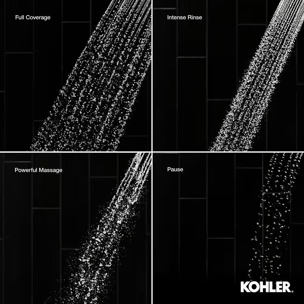 KOHLER Lively 4-Spray Patterns 4.312 in. Wall Mount Handheld Shower Head in Matte Black