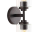 JONATHAN Y Giles 5.75 in. 2-Light Oil Rubbed Bronze/Clear Farmhouse Industrial Iron Cylinder LED Vanity Light, Oil Rubbed Bronze