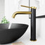 VIGO Lexington Single Handle Single-Hole Bathroom Vessel Faucet in Matte Gold and Carbon Fiber