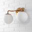 JONATHAN Y Louis Parisian Globe 15 in. 2-Light Brass Gold Metal Modern Contemporary LED Vanity Light with Frosted Glass