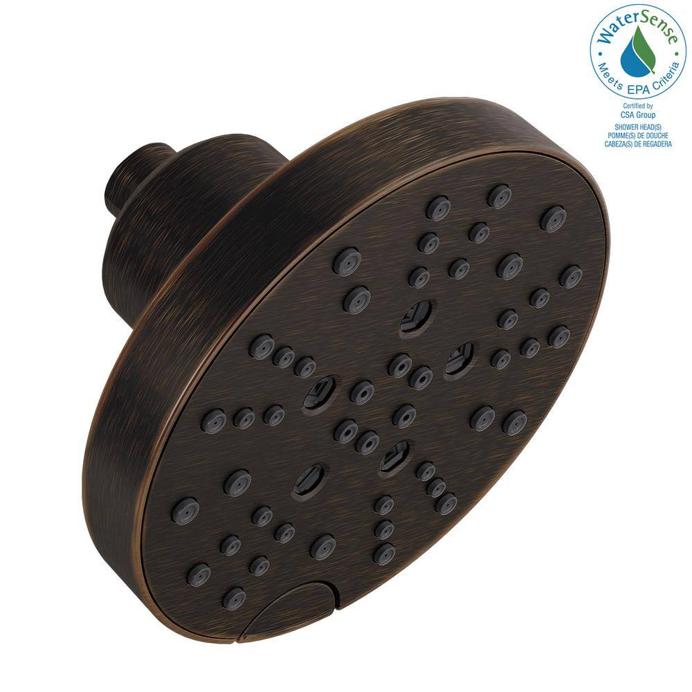 Delta Pivotal 5-Spray Patterns 1.75 GPM 6 in. Wall Mount Fixed Shower Head with H2Okinetic in Venetian Bronze