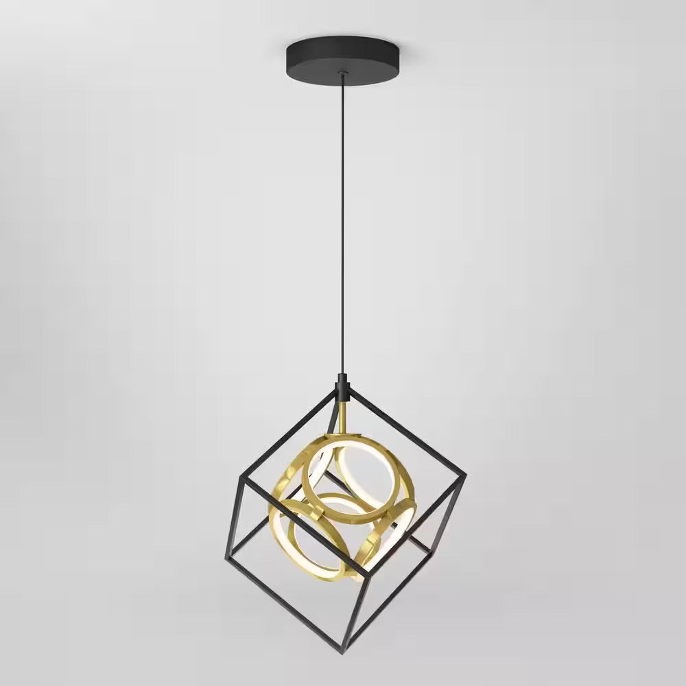 Artika Luxury 18-Watt Integrated LED Black Modern Industrial Caged Hanging Mini Pendant Light for Kitchen Island or Living Room