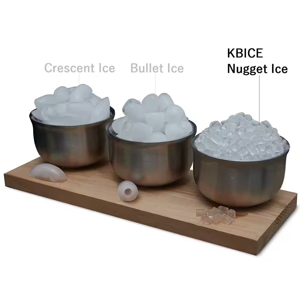 KBICE 12 in. 32 lb. Self Dispensing Portable Ice Maker in Stainless with Nugget Maker